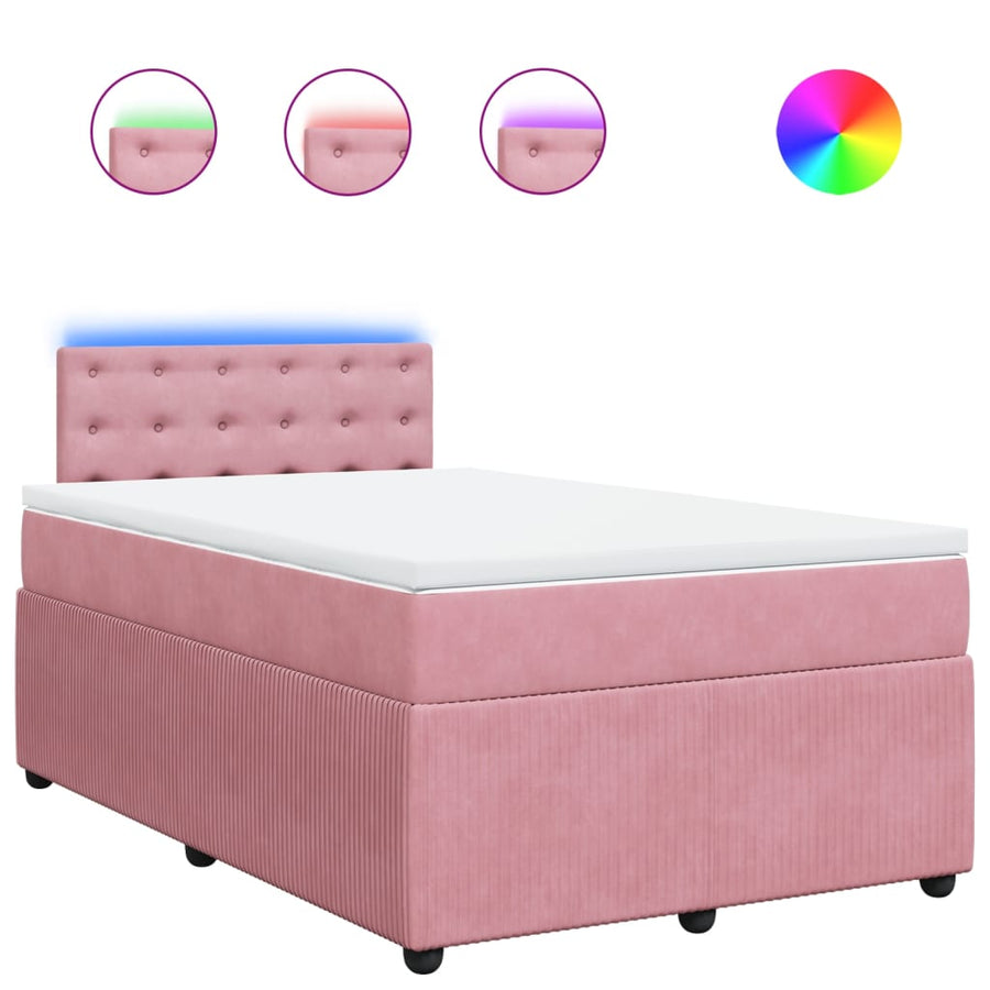 Boxspring met matras fluweel roze 120x190 cm