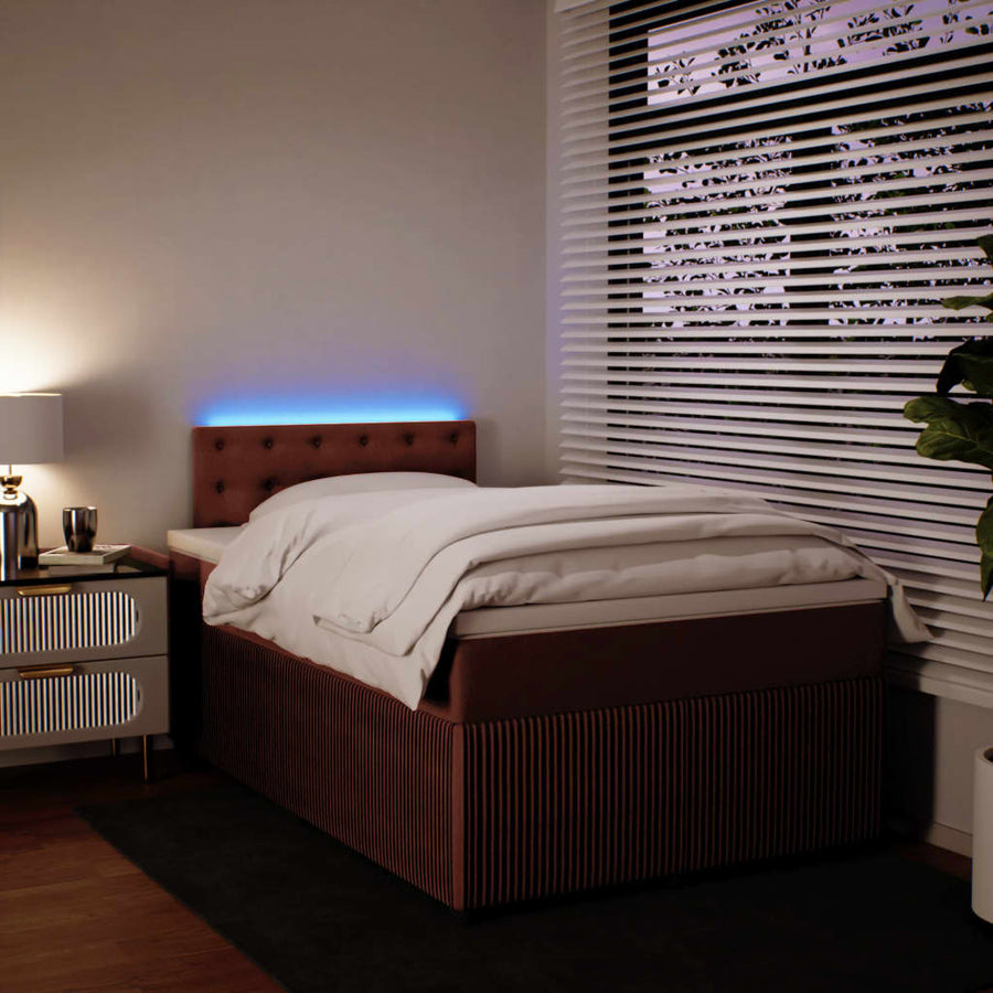 Boxspring met matras fluweel roze 120x190 cm