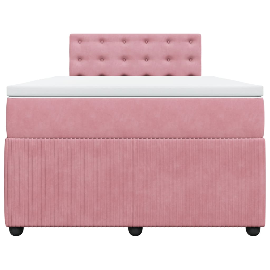 Boxspring met matras fluweel roze 120x190 cm