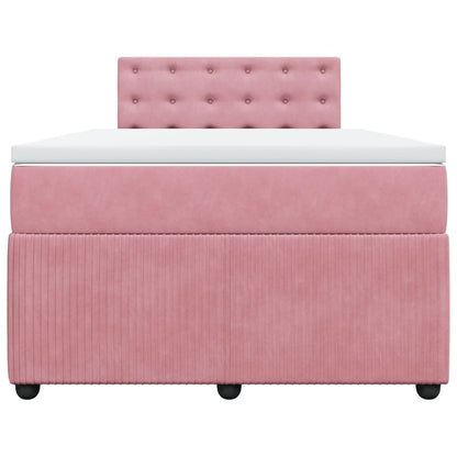 Boxspring met matras fluweel roze 120x190 cm