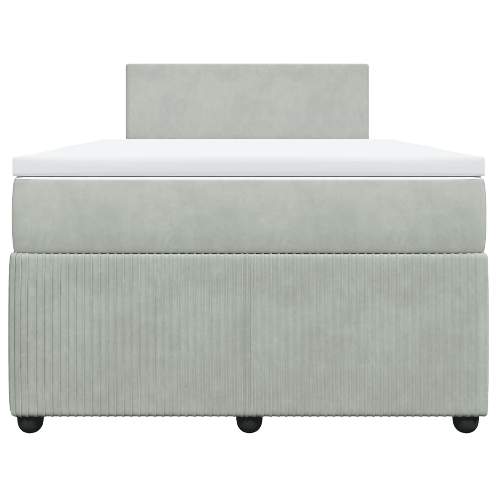 Boxspring met matras fluweel lichtgrijs 120x200 cm