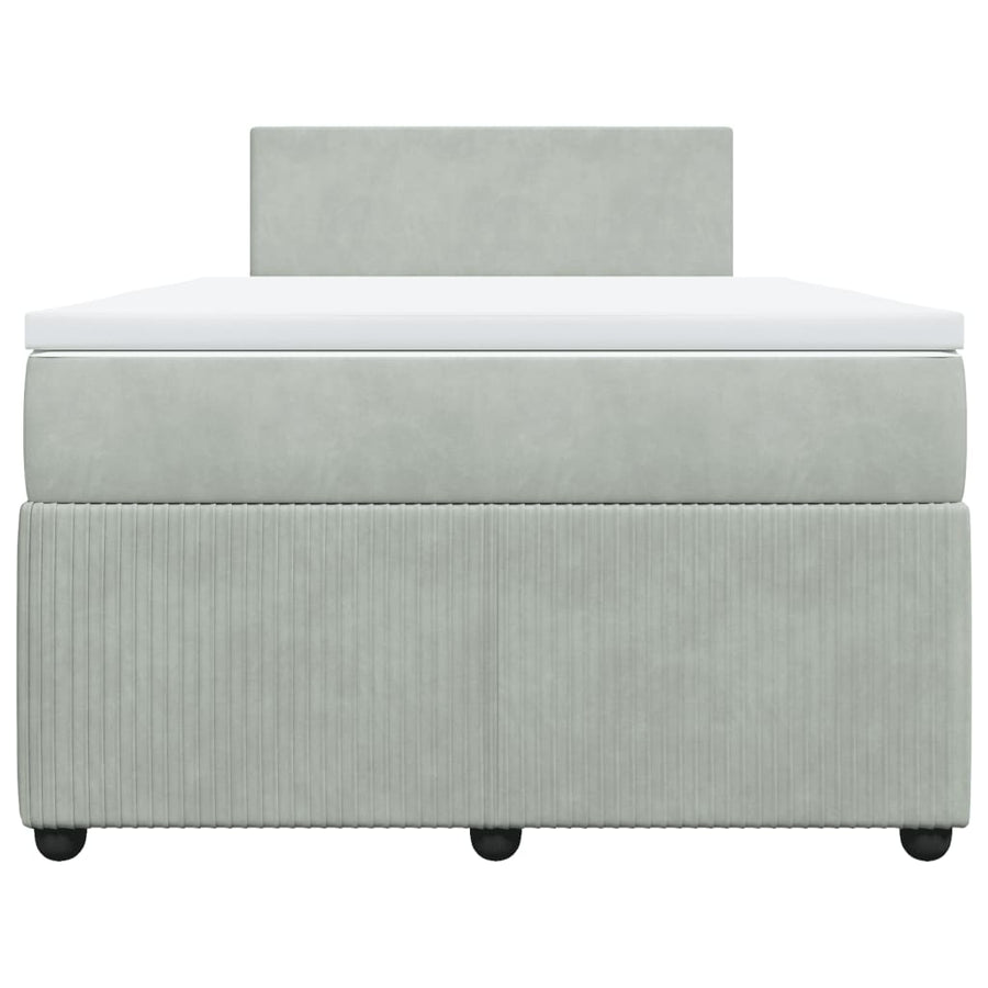 Boxspring met matras fluweel lichtgrijs 120x200 cm
