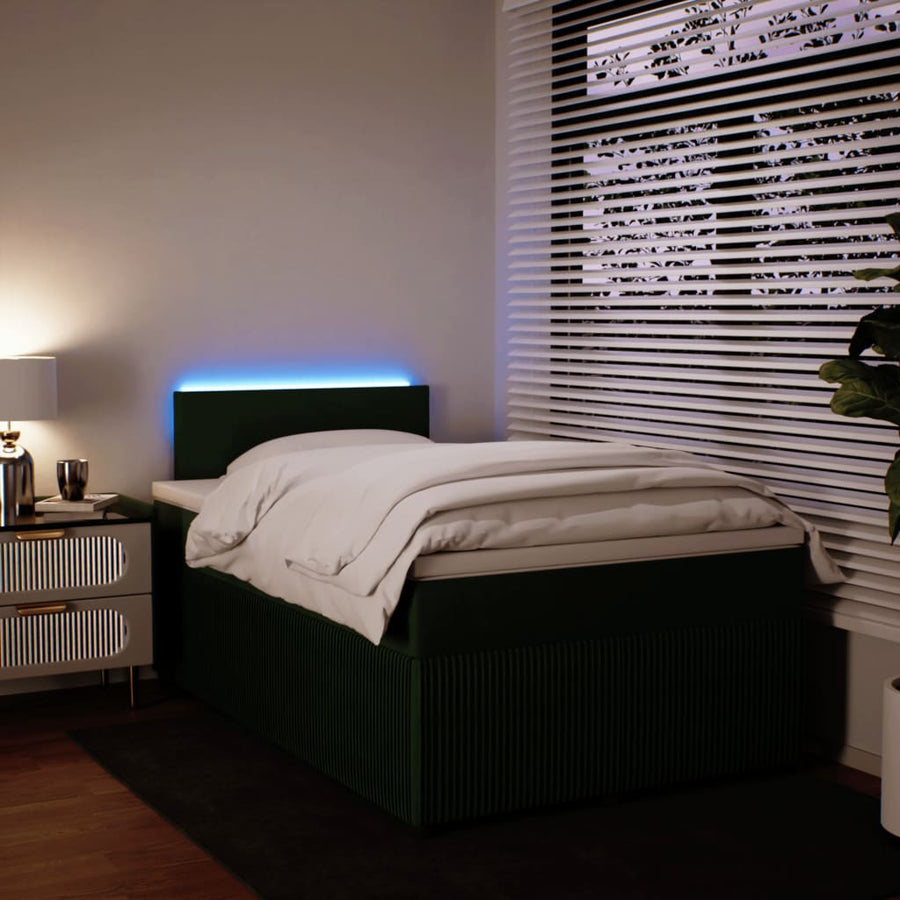 Boxspring met matras fluweel donkergroen 120x200 cm