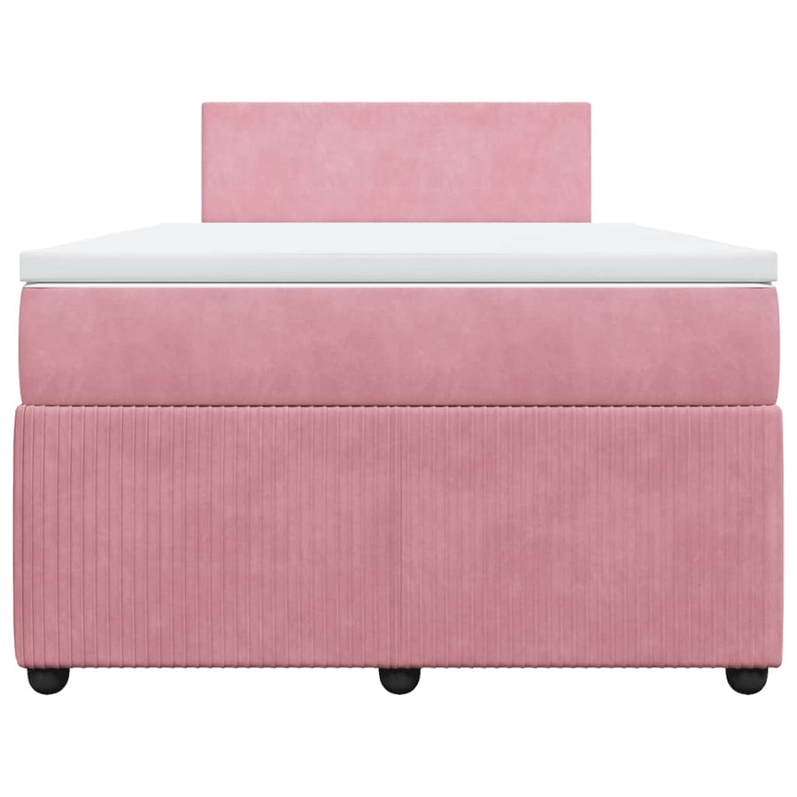 Boxspring met matras fluweel roze 120x200 cm