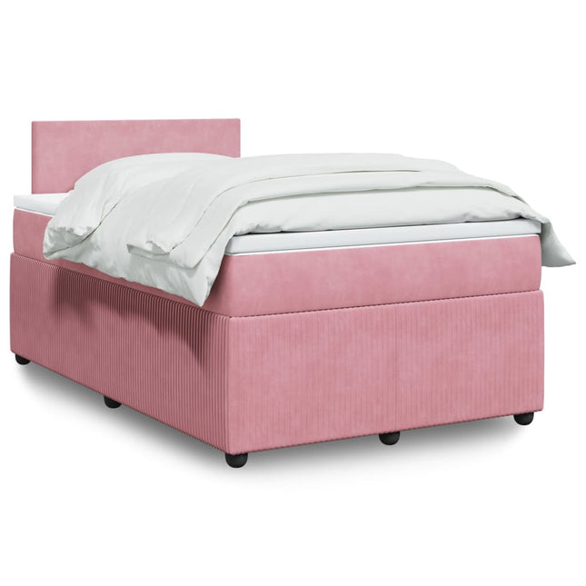 Boxspring met matras fluweel roze 120x200 cm