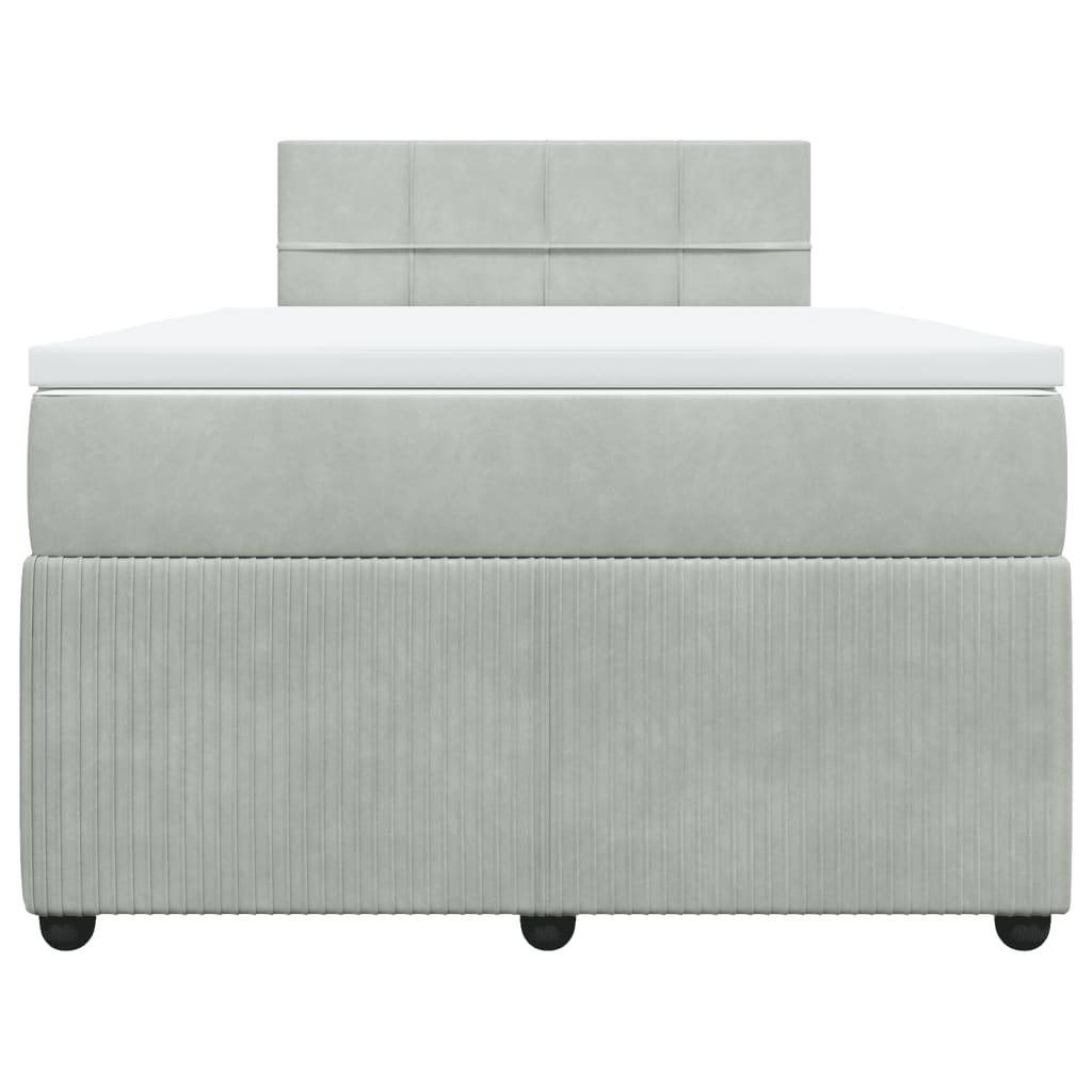Boxspring met matras fluweel lichtgrijs 120x200 cm
