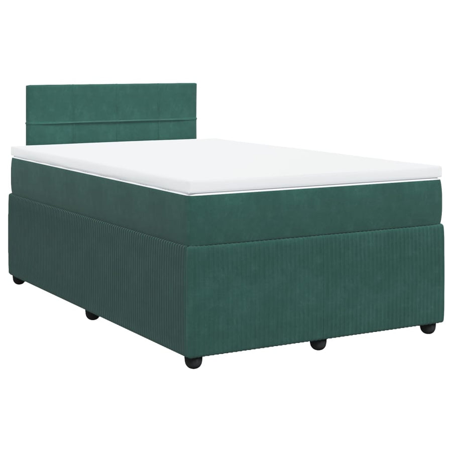Boxspring met matras fluweel donkergroen 120x200 cm