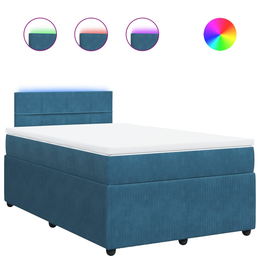 Boxspring met matras fluweel blauw 120x200 cm