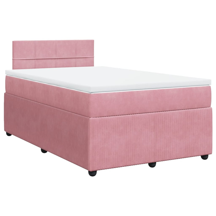 Boxspring met matras fluweel roze 120x200 cm