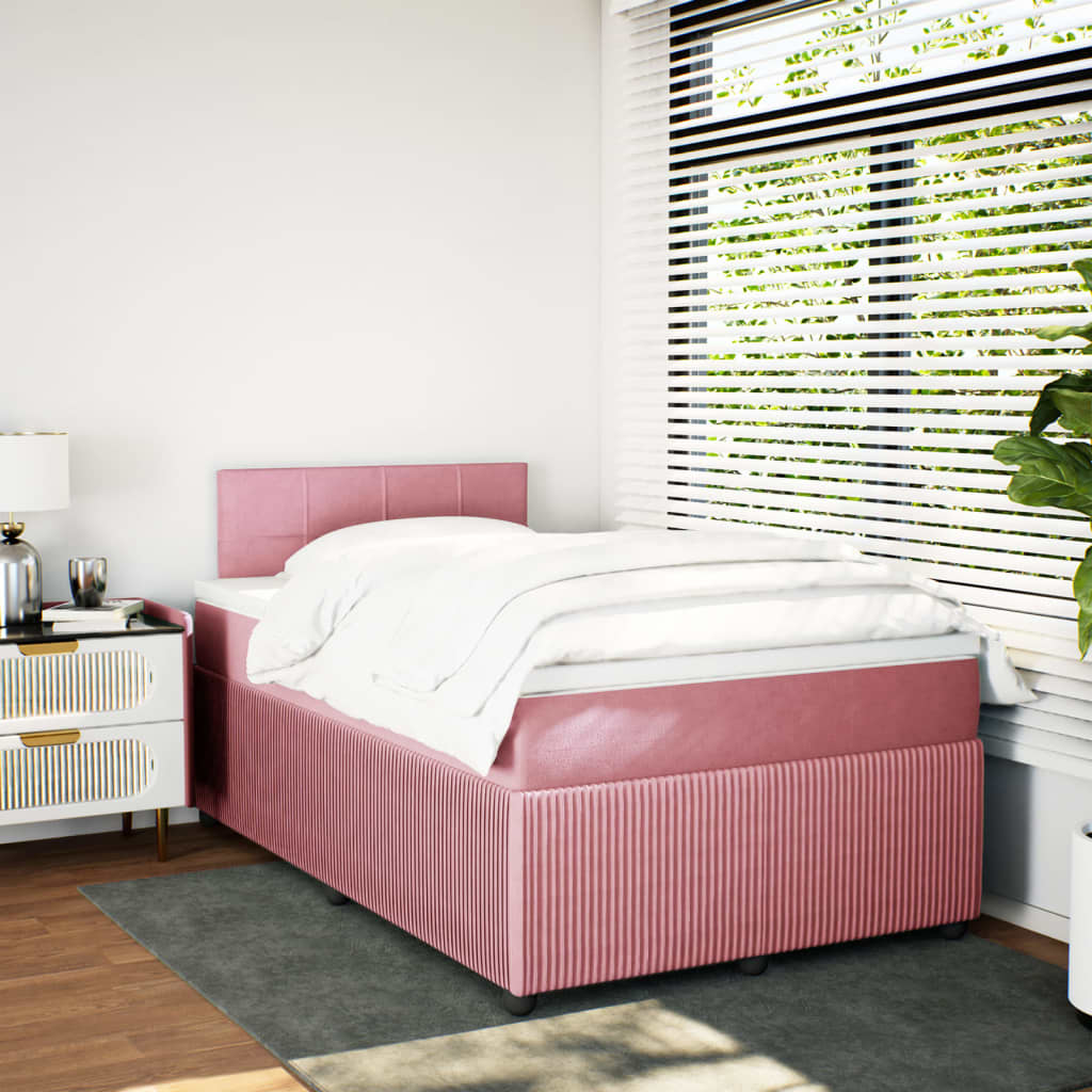 Boxspring met matras fluweel roze 120x200 cm