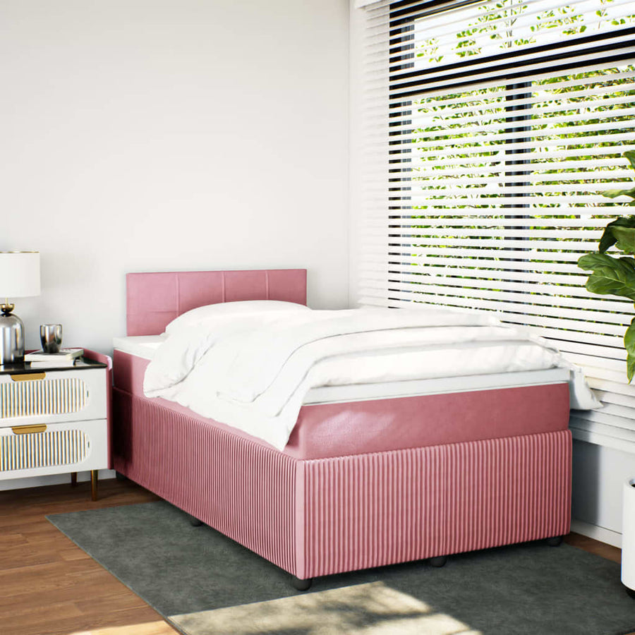 Boxspring met matras fluweel roze 120x200 cm