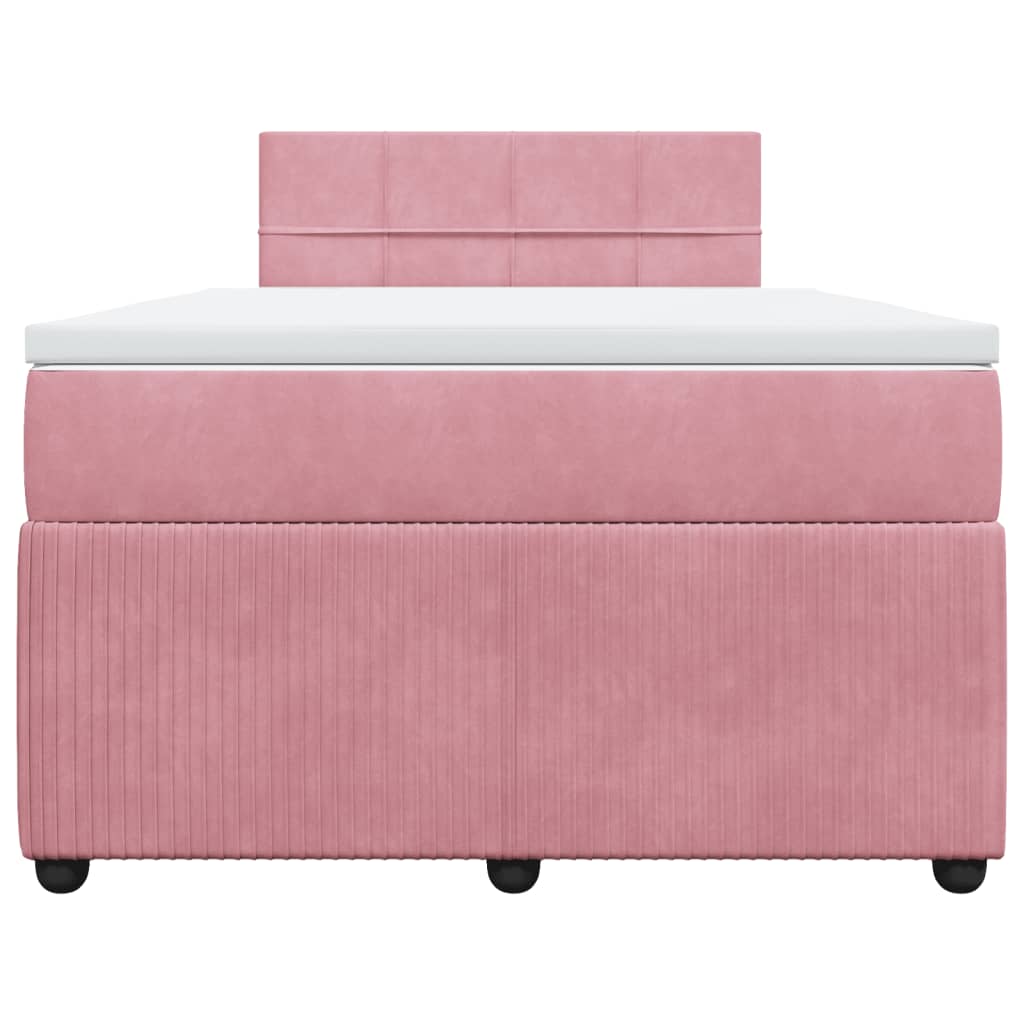 Boxspring met matras fluweel roze 120x200 cm