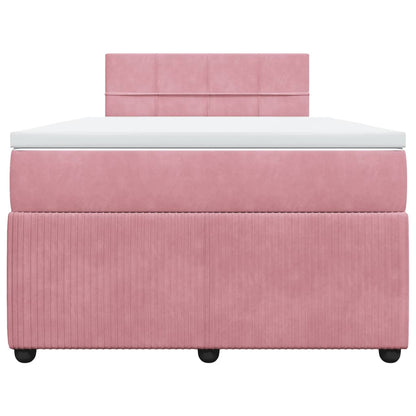 Boxspring met matras fluweel roze 120x200 cm