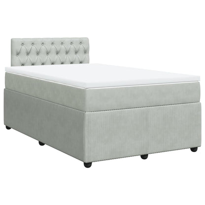 Boxspring met matras fluweel lichtgrijs 120x200 cm