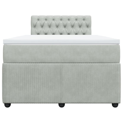 Boxspring met matras fluweel lichtgrijs 120x200 cm