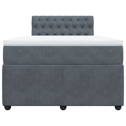 Boxspring met matras fluweel donkergrijs 120x200 cm