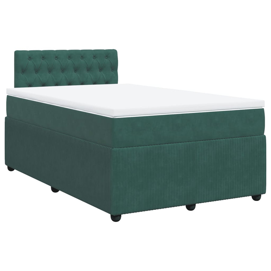 Boxspring met matras fluweel donkergroen 120x200 cm
