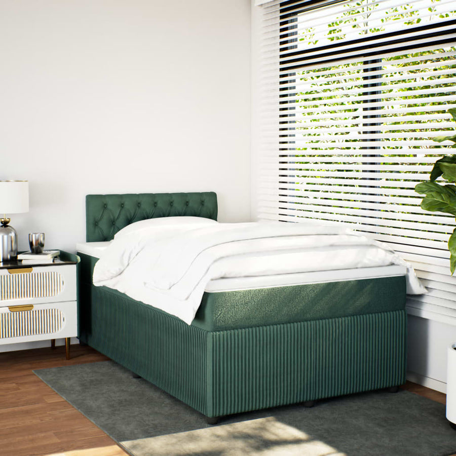 Boxspring met matras fluweel donkergroen 120x200 cm