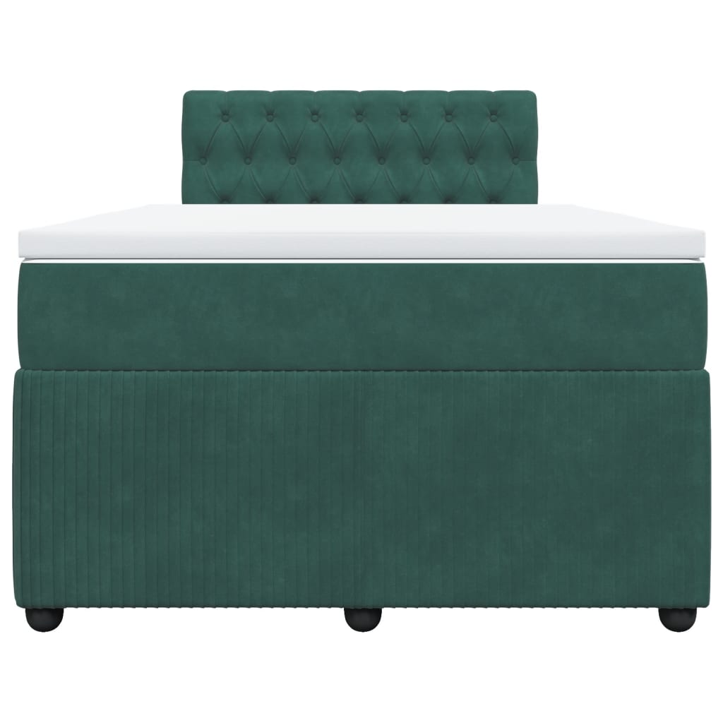 Boxspring met matras fluweel donkergroen 120x200 cm
