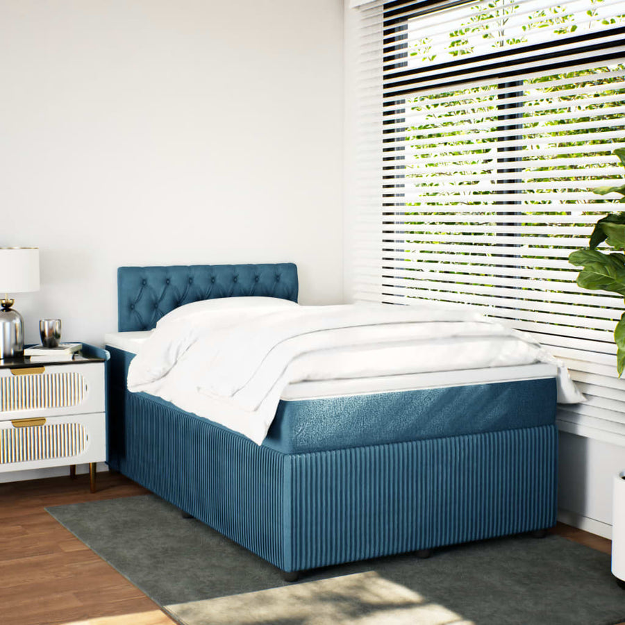 Boxspring met matras fluweel blauw 120x200 cm