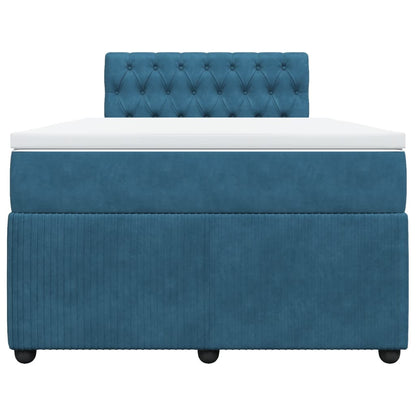Boxspring met matras fluweel blauw 120x200 cm