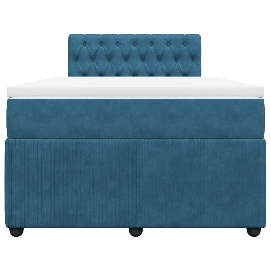 Boxspring met matras fluweel blauw 120x200 cm