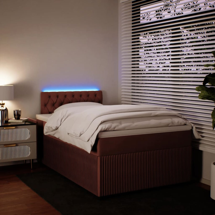 Boxspring met matras fluweel roze 120x200 cm