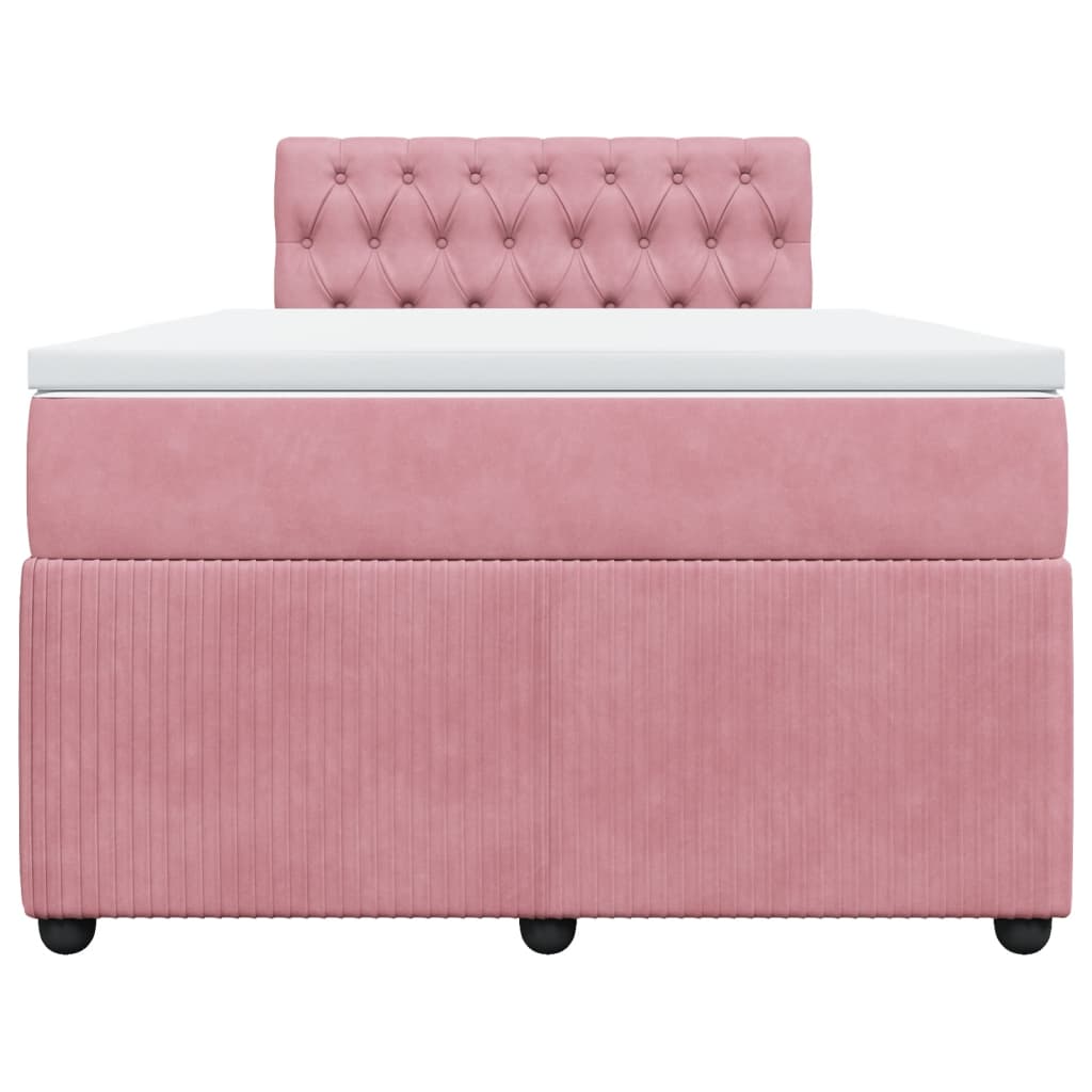 Boxspring met matras fluweel roze 120x200 cm