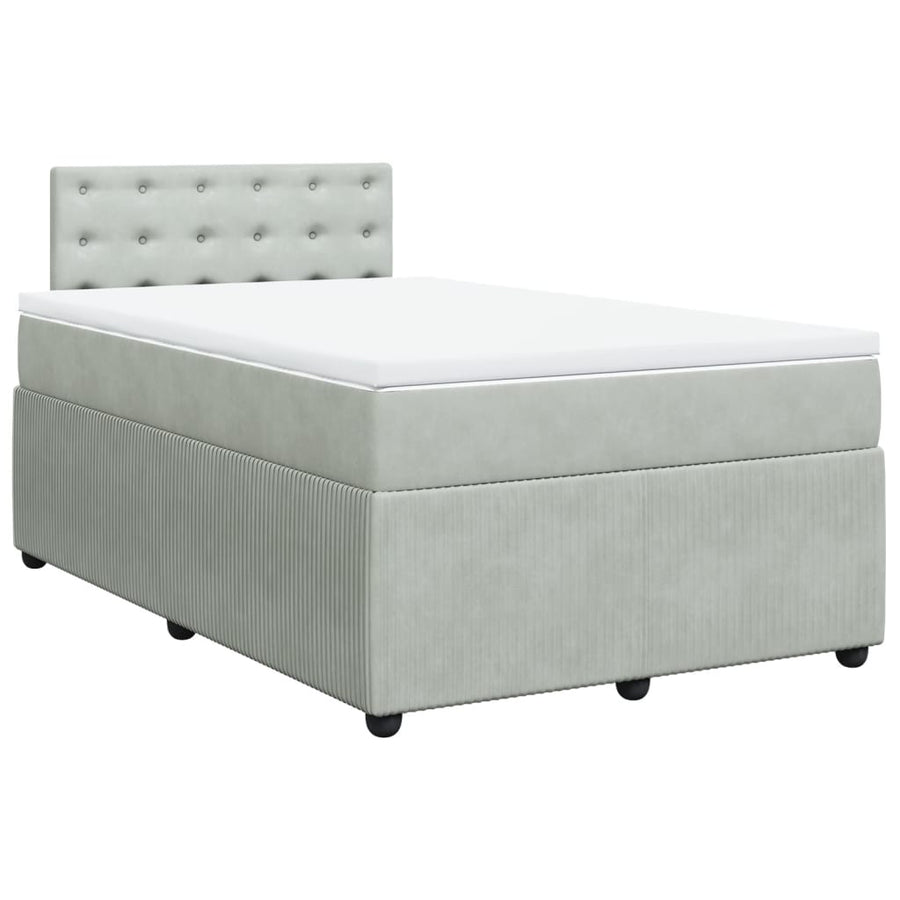 Boxspring met matras fluweel lichtgrijs 120x200 cm