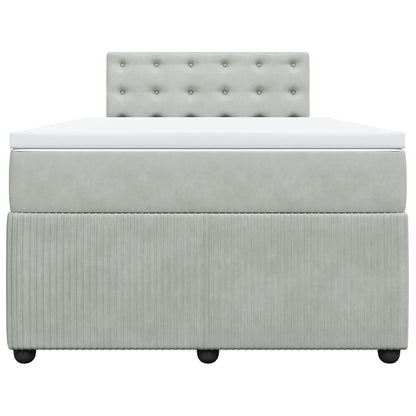 Boxspring met matras fluweel lichtgrijs 120x200 cm