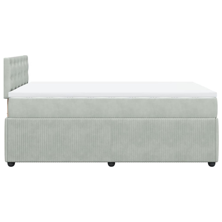 Boxspring met matras fluweel lichtgrijs 120x200 cm