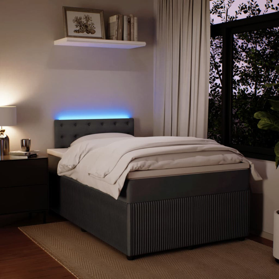 Boxspring met matras fluweel donkergrijs 120x200 cm