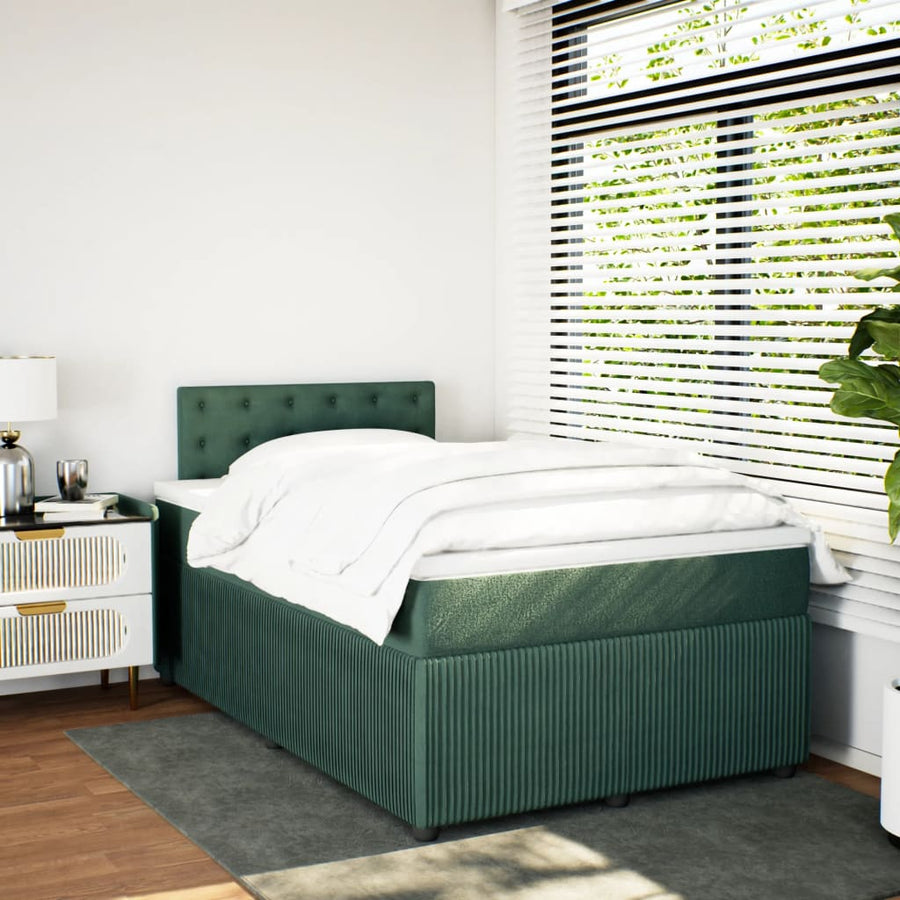 Boxspring met matras fluweel donkergroen 120x200 cm