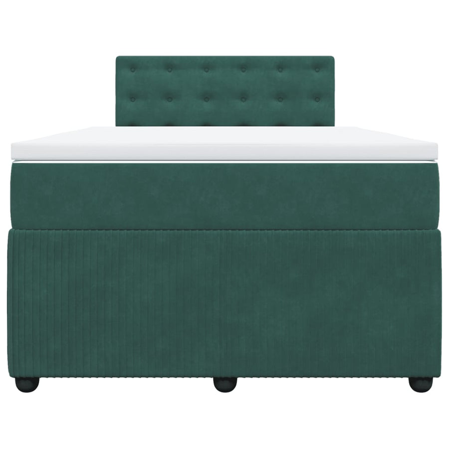 Boxspring met matras fluweel donkergroen 120x200 cm