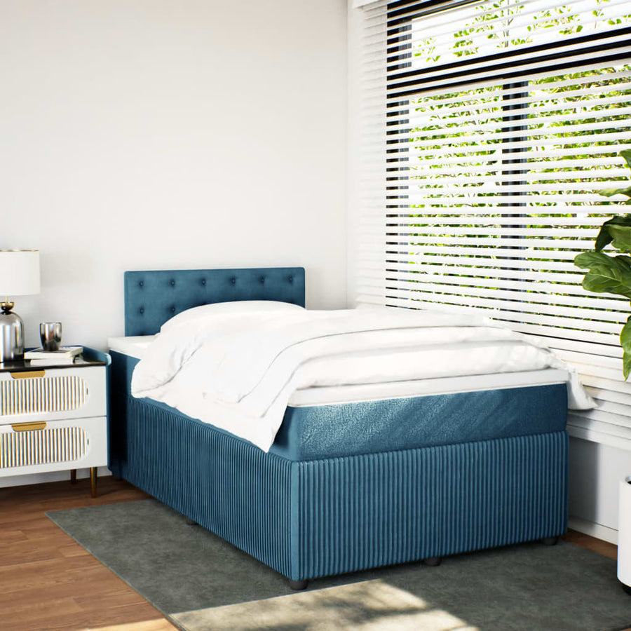 Boxspring met matras fluweel blauw 120x200 cm
