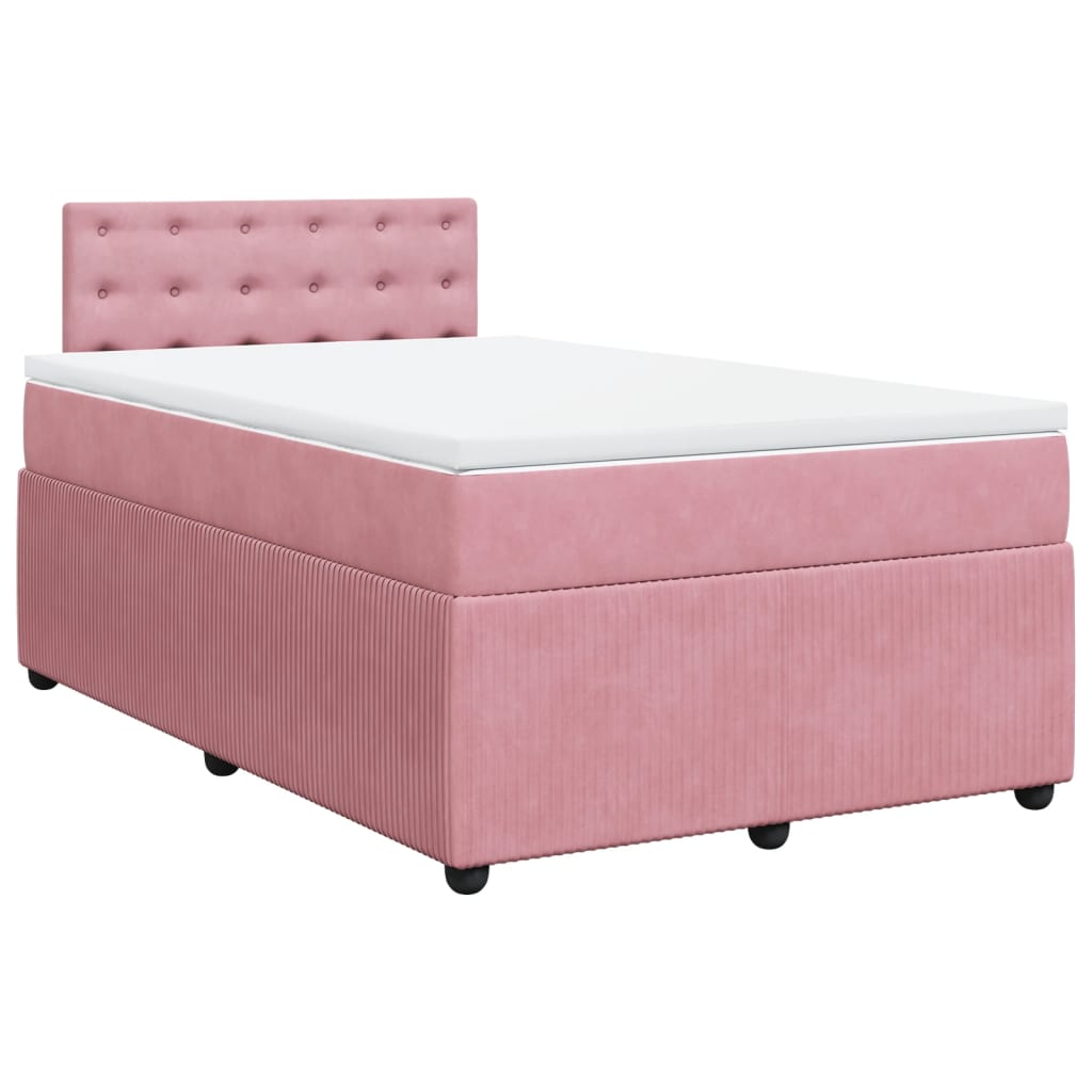 Boxspring met matras fluweel roze 120x200 cm