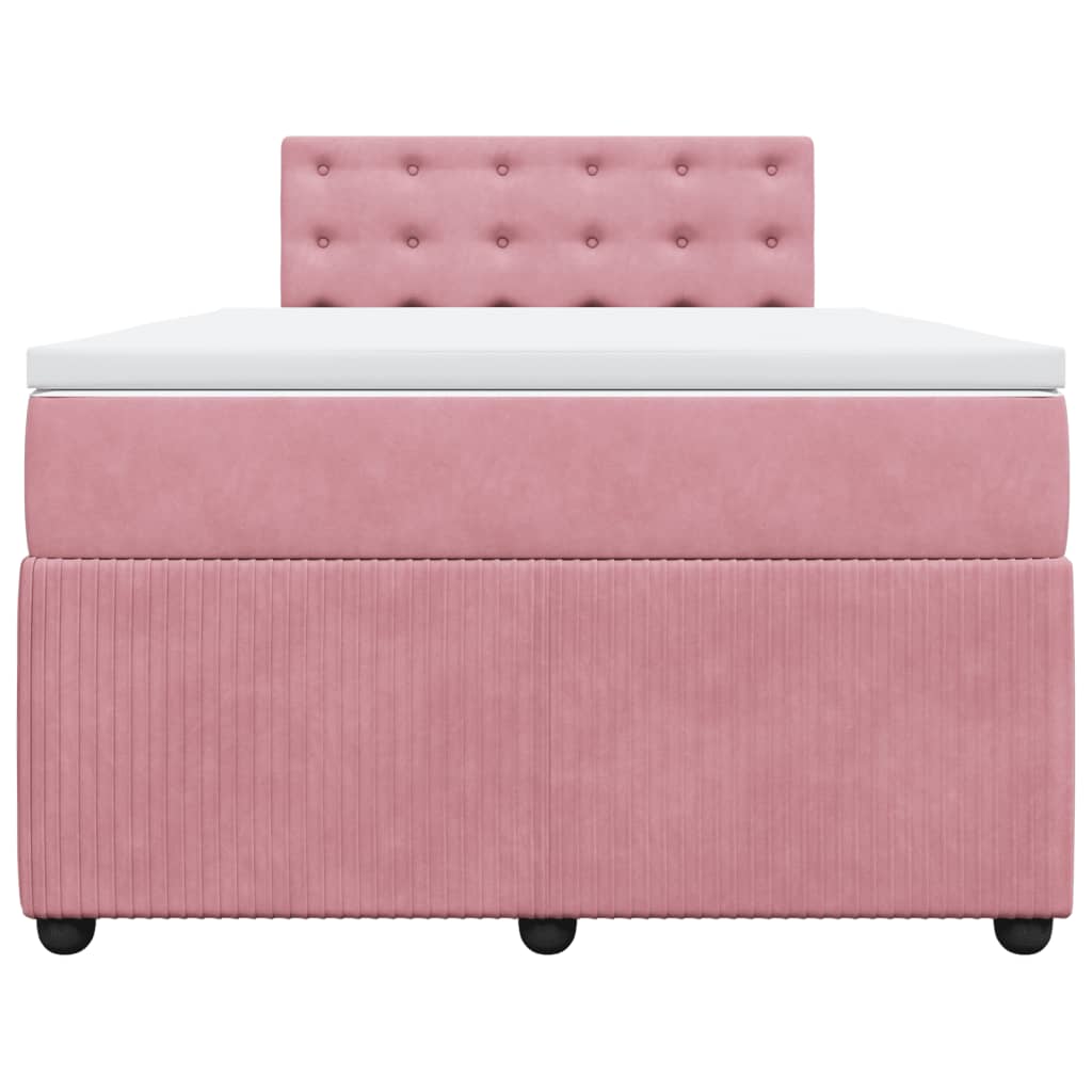 Boxspring met matras fluweel roze 120x200 cm