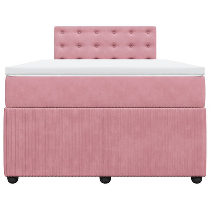Boxspring met matras fluweel roze 120x200 cm