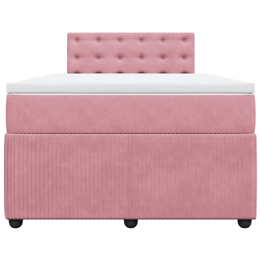 Boxspring met matras fluweel roze 120x200 cm