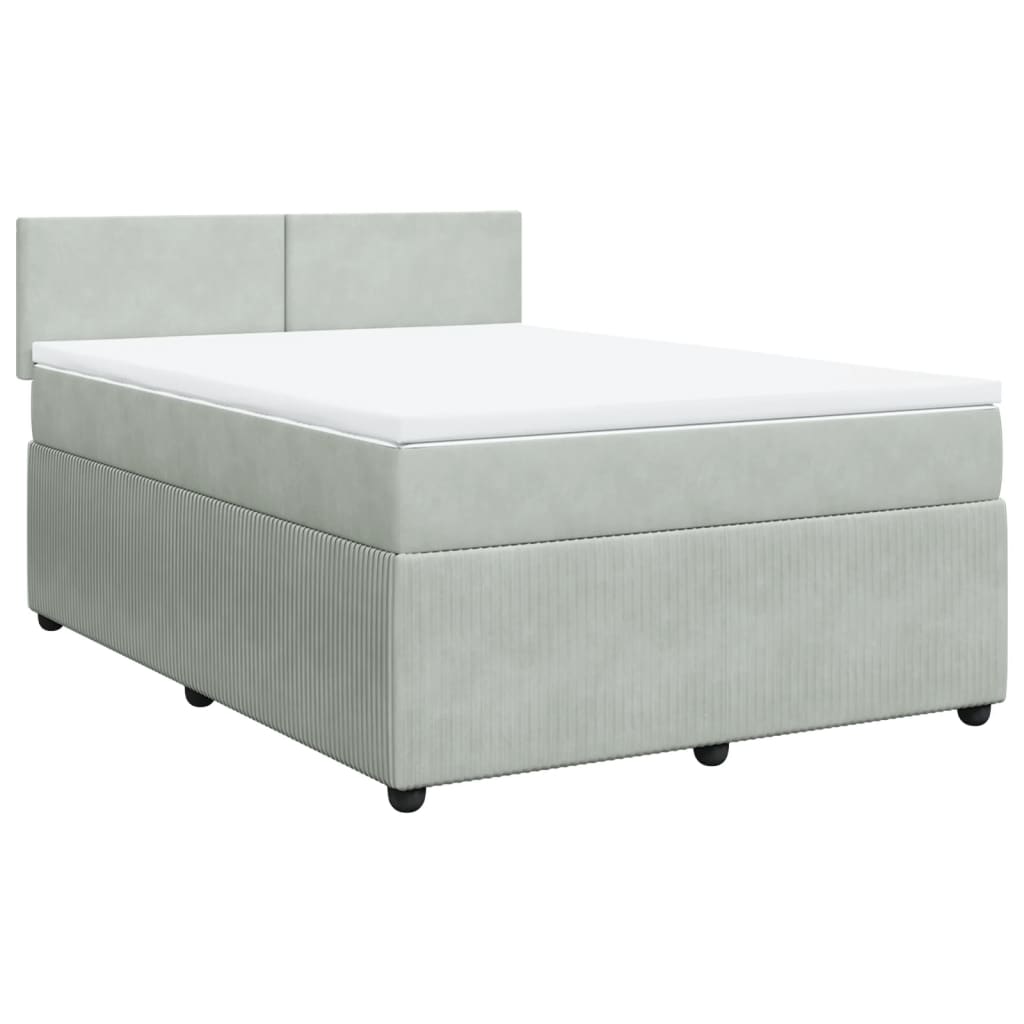 Boxspring met matras fluweel lichtgrijs 140x190 cm