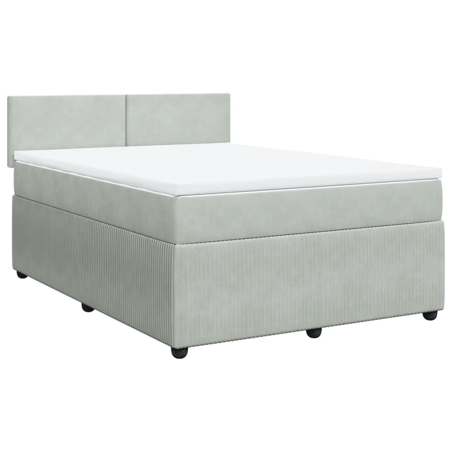 Boxspring met matras fluweel lichtgrijs 140x190 cm