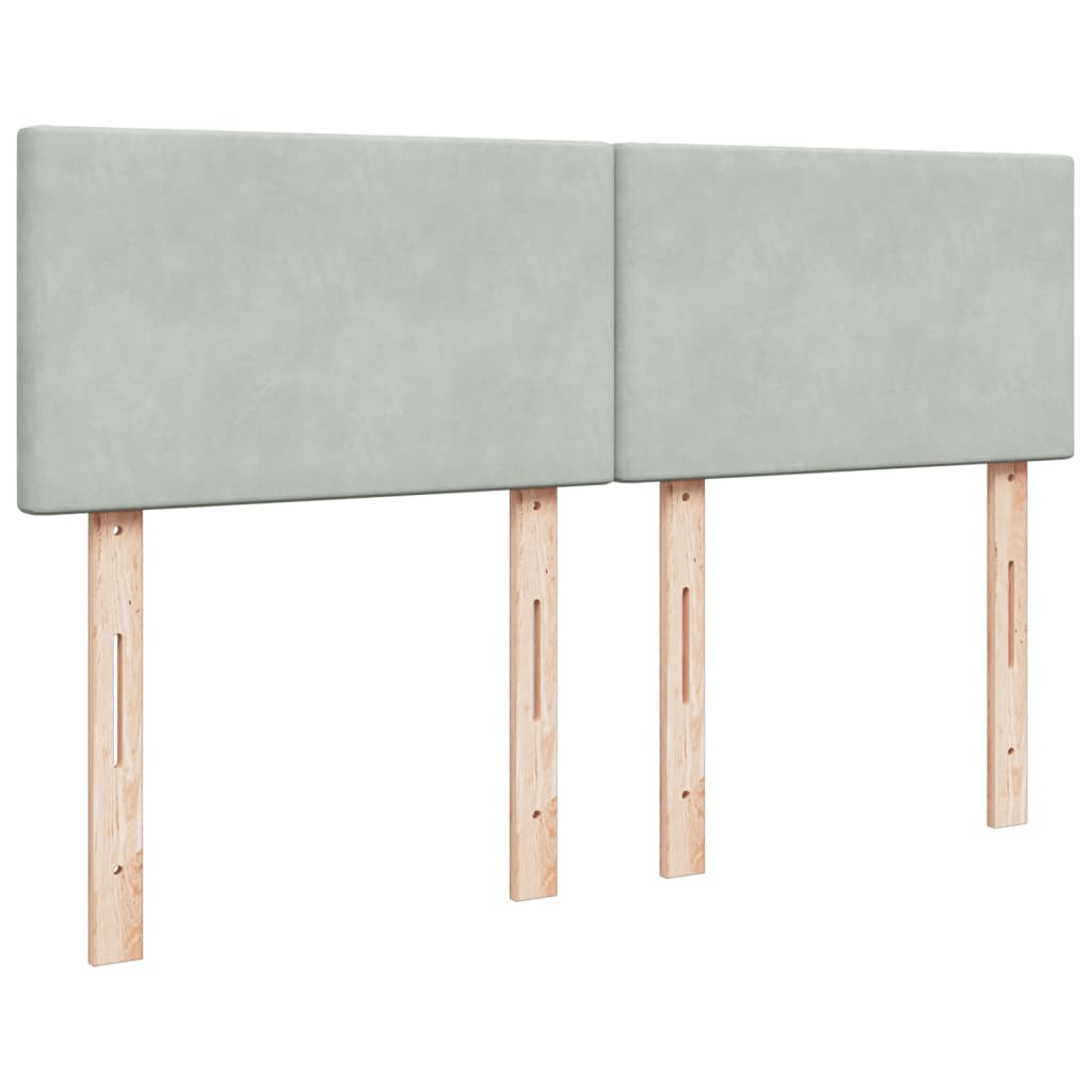 Boxspring met matras fluweel lichtgrijs 140x190 cm