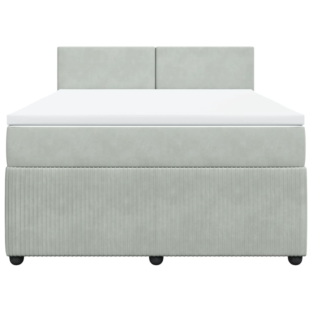 Boxspring met matras fluweel lichtgrijs 140x190 cm