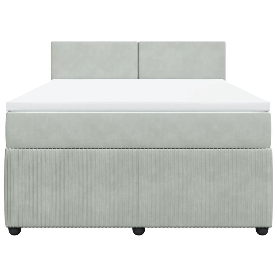 Boxspring met matras fluweel lichtgrijs 140x190 cm