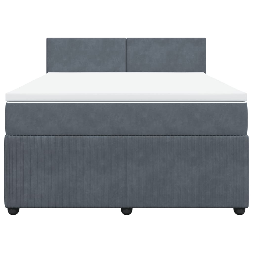 Boxspring met matras fluweel donkergrijs 140x190 cm