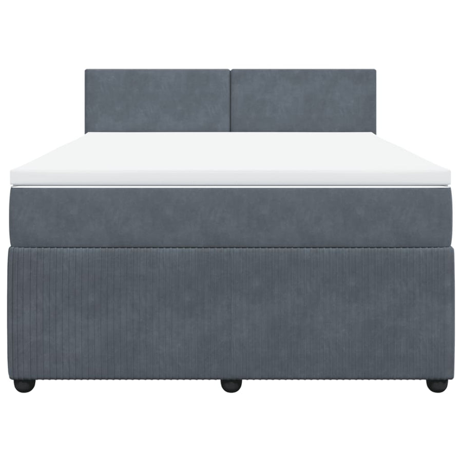 Boxspring met matras fluweel donkergrijs 140x190 cm
