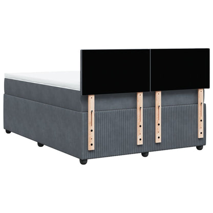 Boxspring met matras fluweel donkergrijs 140x190 cm