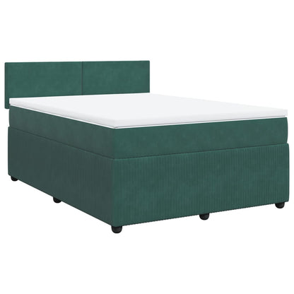Boxspring met matras fluweel donkergroen 140x190 cm