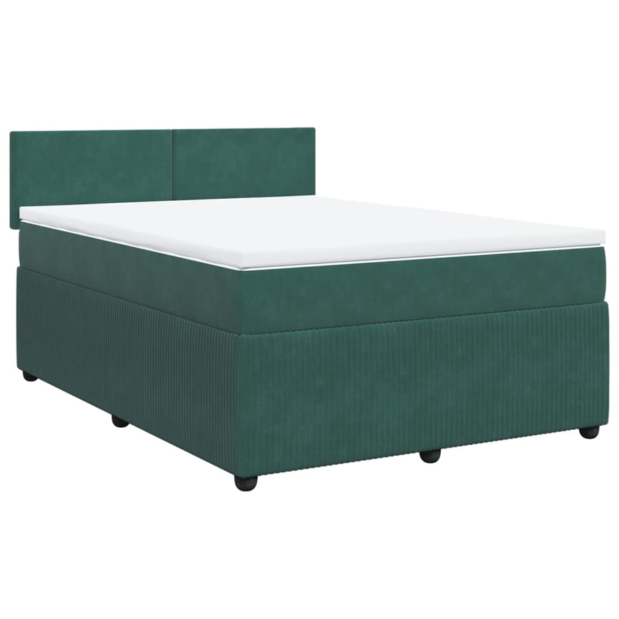 Boxspring met matras fluweel donkergroen 140x190 cm