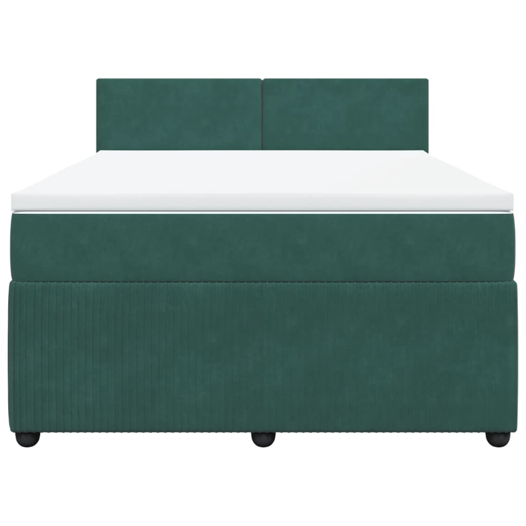 Boxspring met matras fluweel donkergroen 140x190 cm